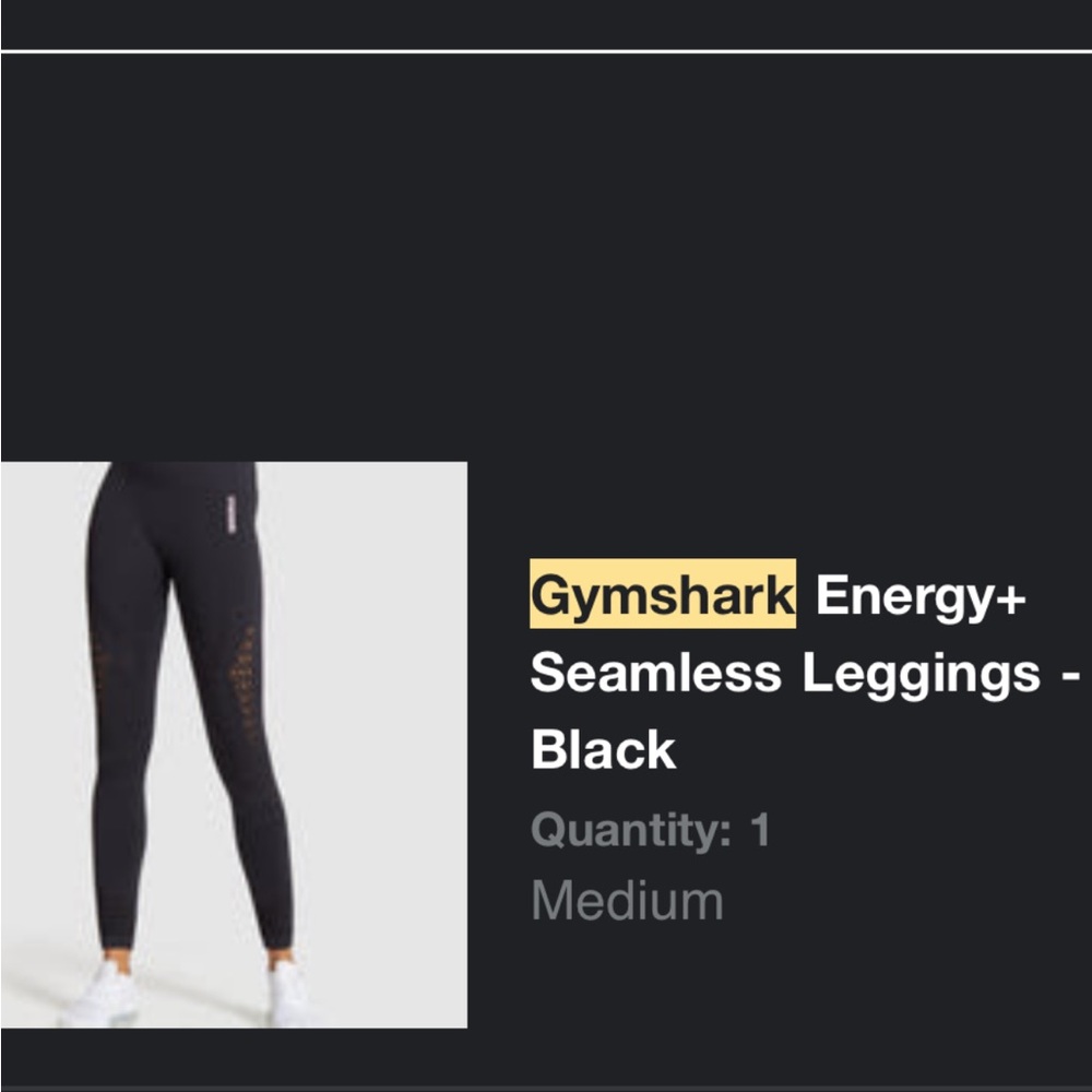 Gymshark Energy+ Medium leggings Black